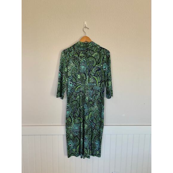 Lilly Pulitzer Blayney Silk Dress Blue Green Paisley Print Pockets Size 14 - Picture 5 of 7